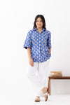 Blush Blue Sanganeri Organic Cotton Top