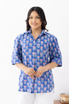 Blush Blue Sanganeri Organic Cotton Top