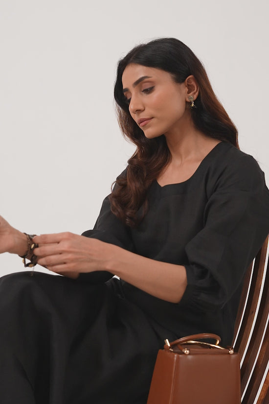 Solid Black Linen Suit